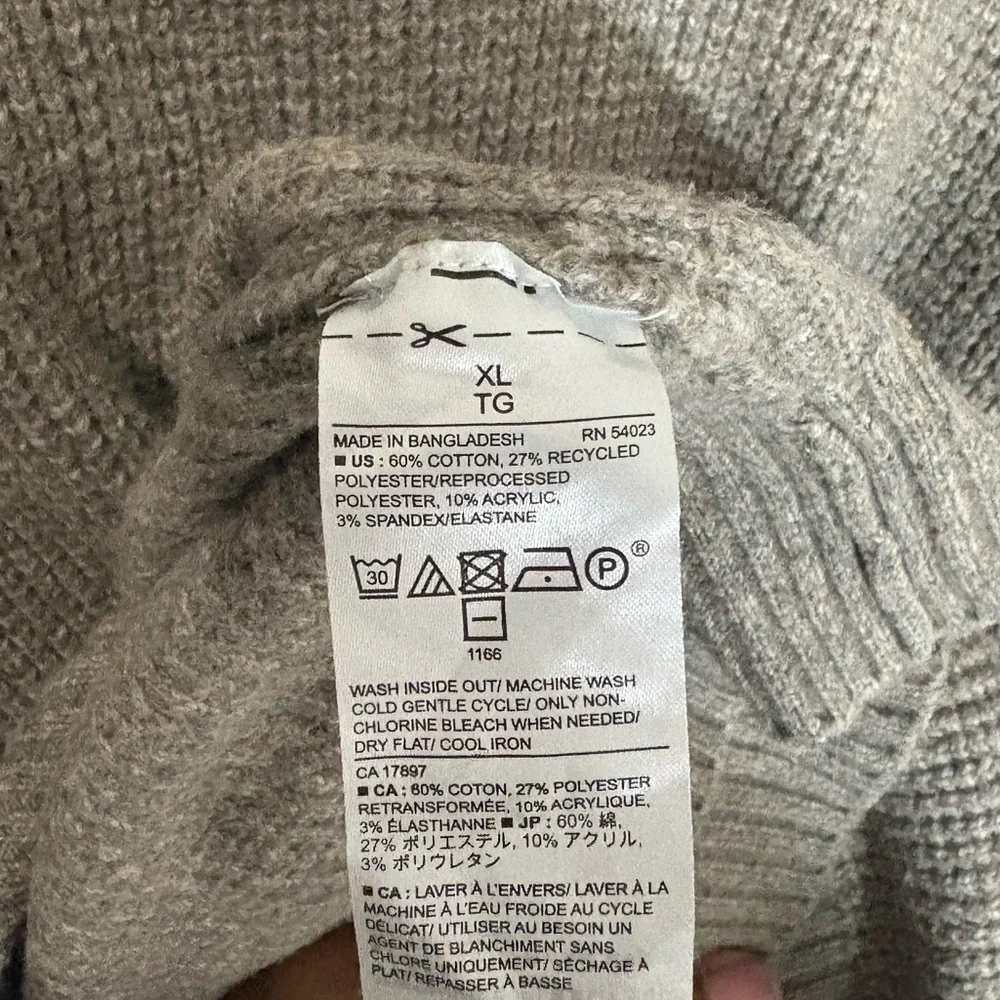 Banana Republic Men’s Gray Knit Sweater XL | Cotton Blend Crewneck Pullover